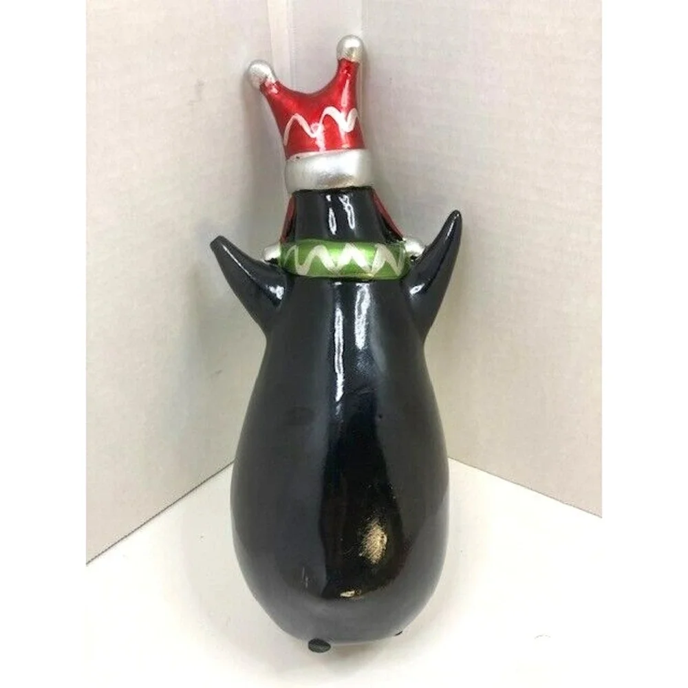 Vtg Pier 1 Penguin Figurine Red Hat Green Scarf Christmas Winter Decor 11 Inch